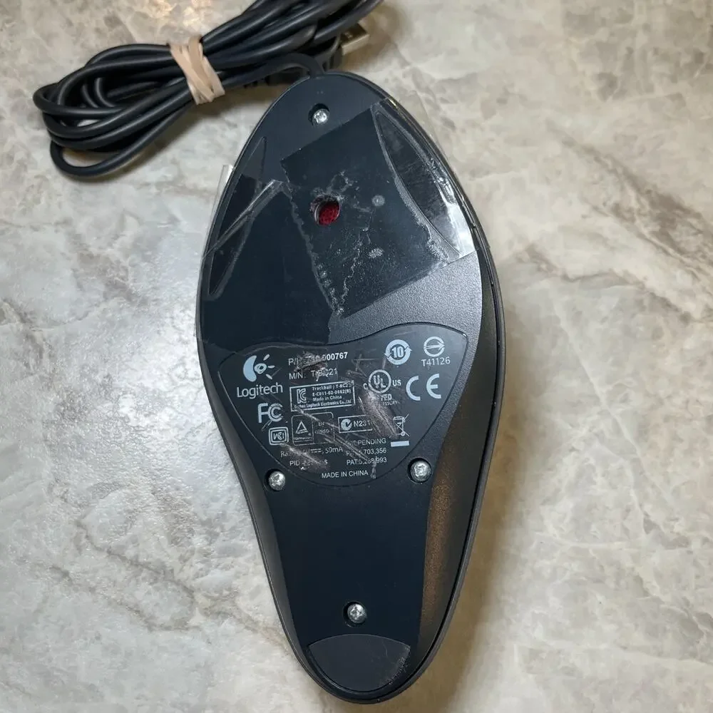 Logitech T-BC21 USB Wired Optical Trackman Red Marble Mouse Trackball